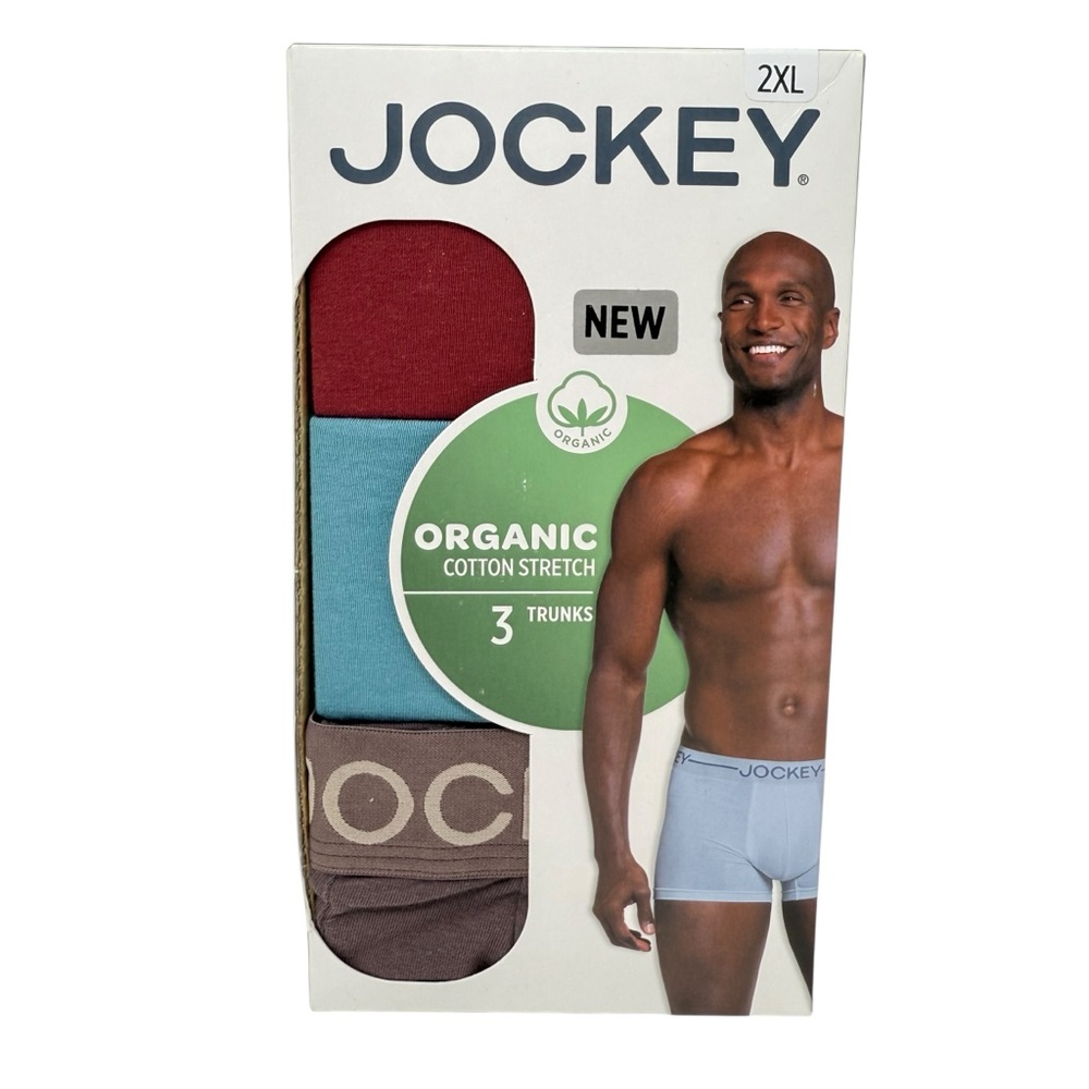 Jockey Organic Cotton Stretch Trunk Mens Size 2XL 3 Pack Underwear 009531 NWT